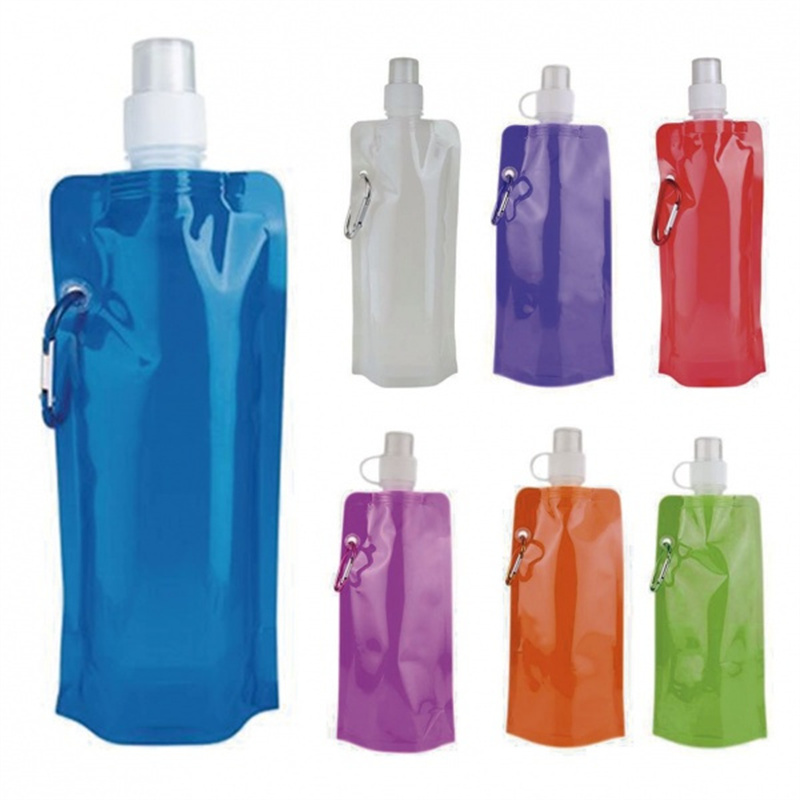 Roll-up plastic water bottle with hook 